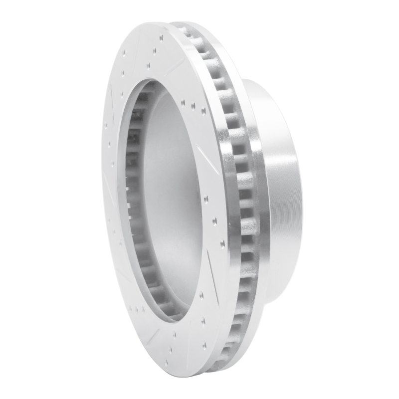 Ford F-250 Super Duty Brake Rotor (1) - Front Right - R1 Concepts - Drilled & Slotted - Silver - `99-`05